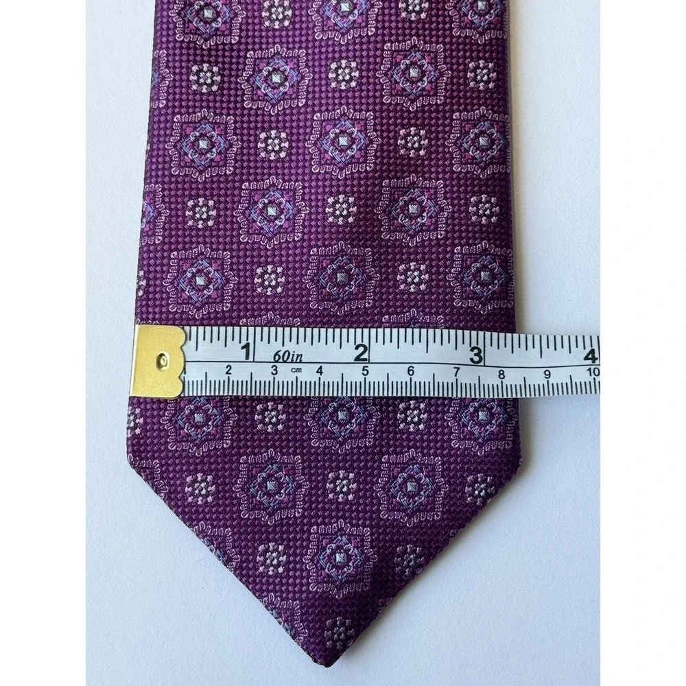 DAVID DONAHUE Men's‎ Silk Purple Necktie Italy/USA Luxury Designer Geometric EUC